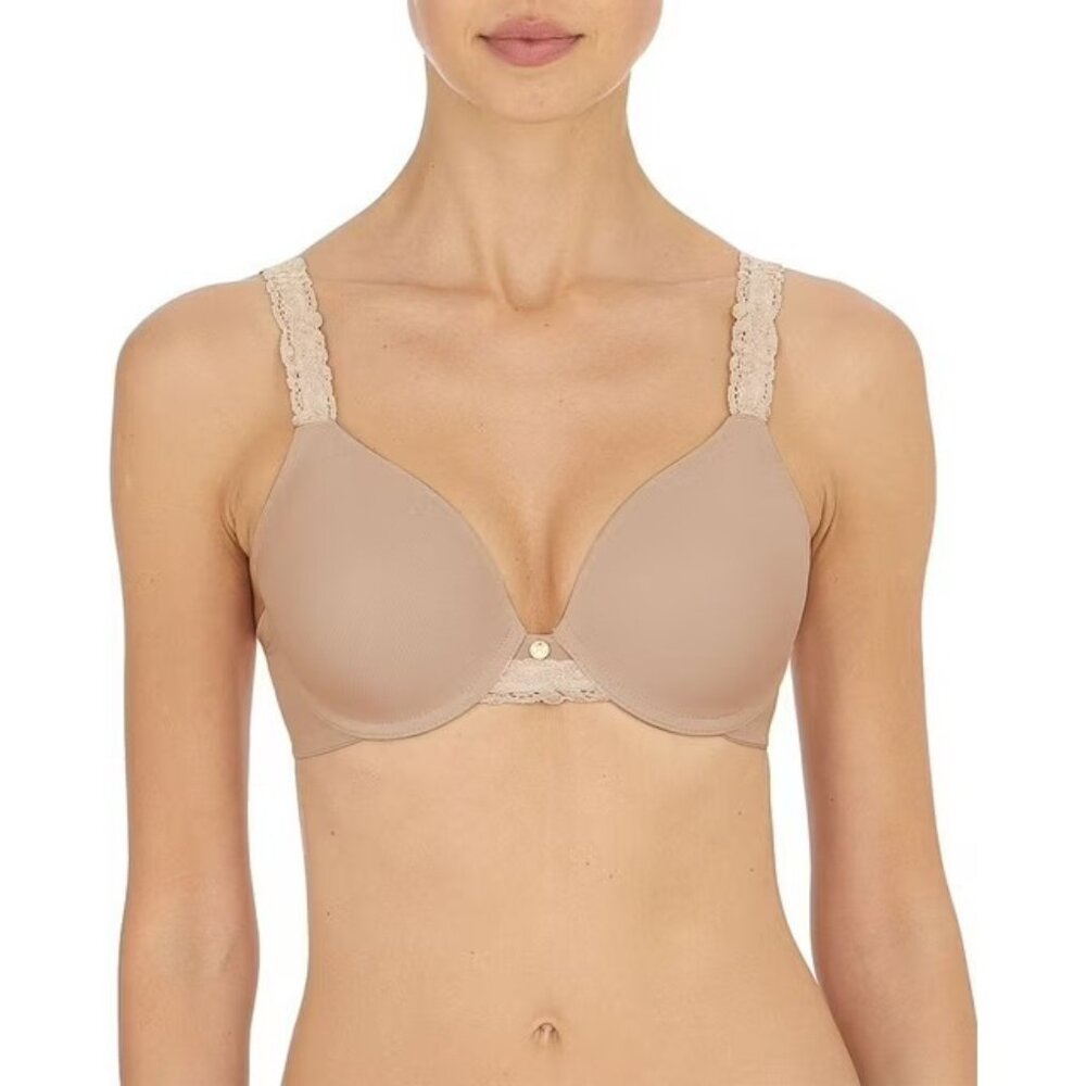 Natori Womens Size 32DDD Mocha Body Double Lace Trim Full Fit Bra NEW